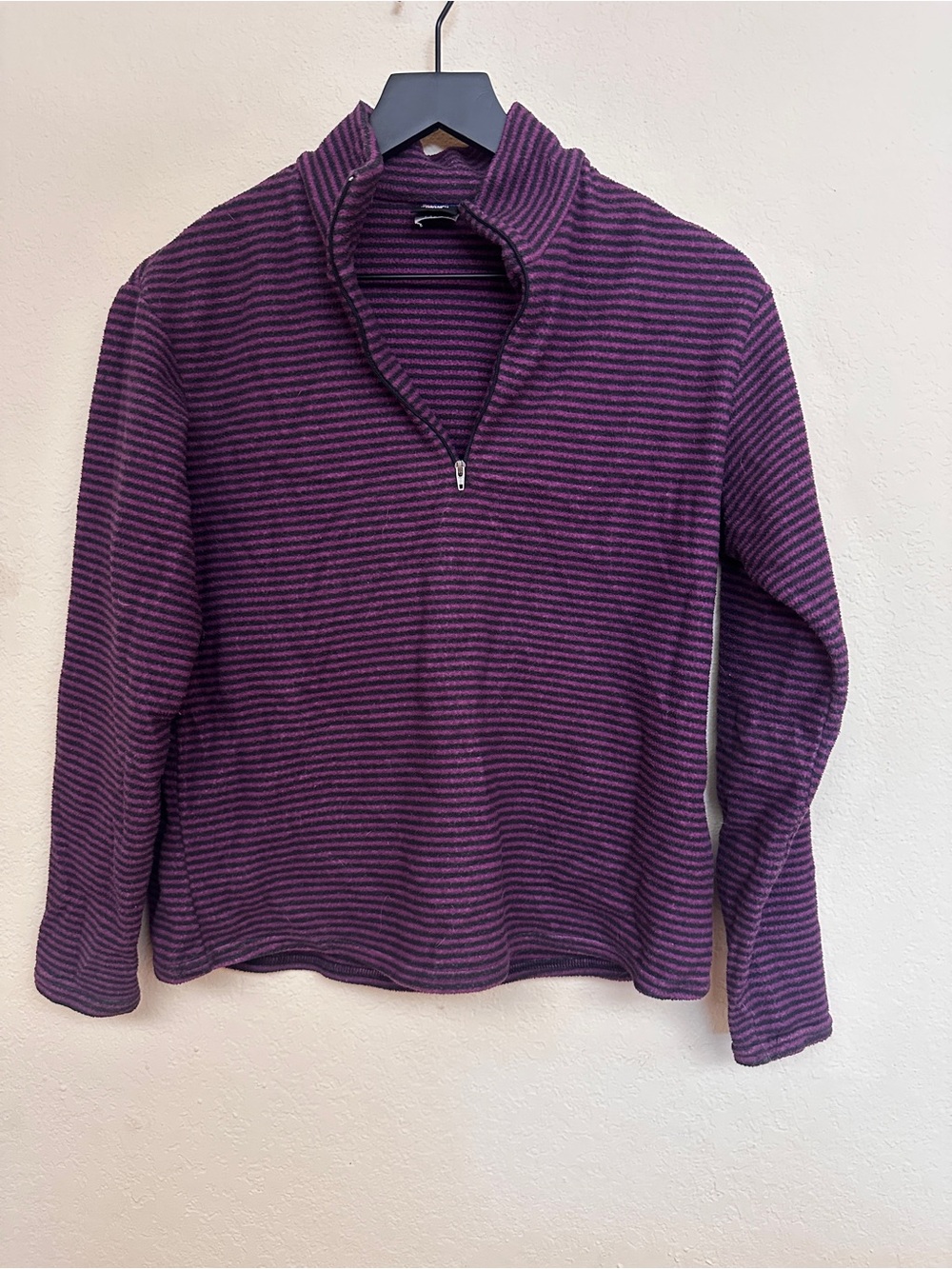 Patagonia Striped Half-Zip Sweater in Purple and Black